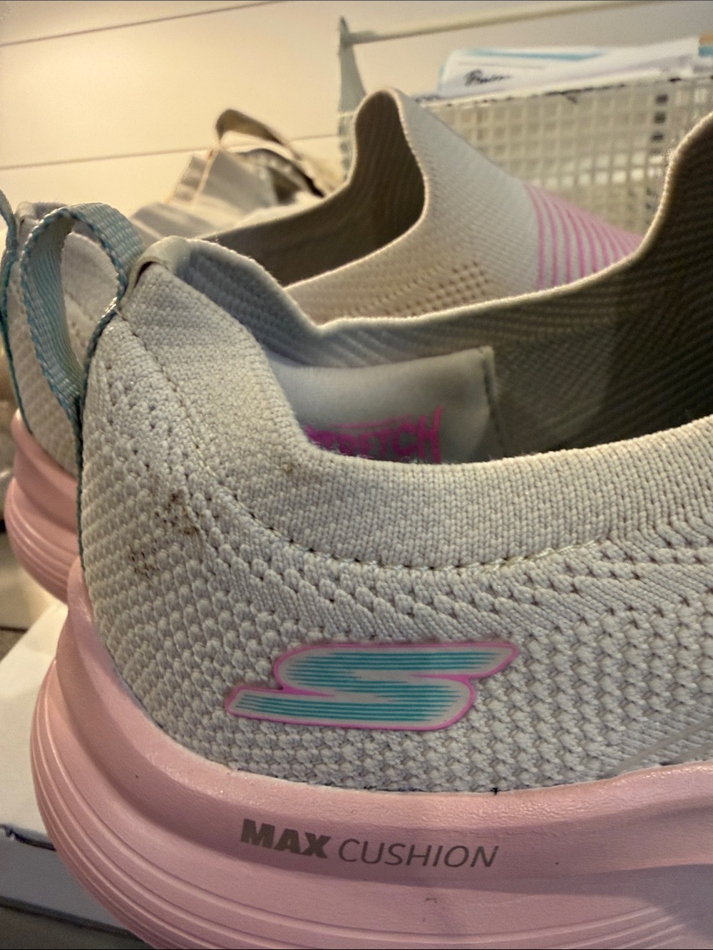 Skechers Slip-On Knit Sneakers in Cream and Pink - Picture 8 of 9